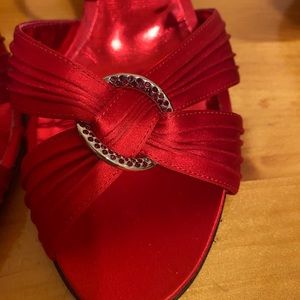 Christian Lacroix red open toe heels, size 8.5